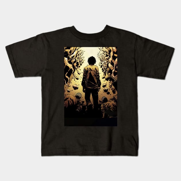 alone man walking to hell Kids T-Shirt by osmankose